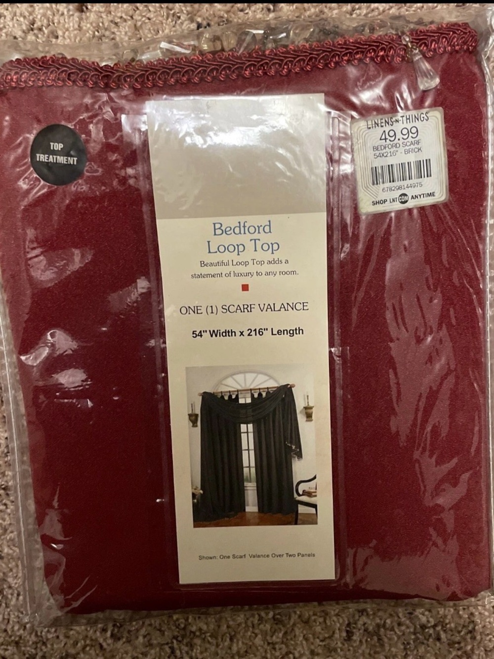 Bedford Loop Top Scarf Valance - Brick Red Lot of 4 Packages